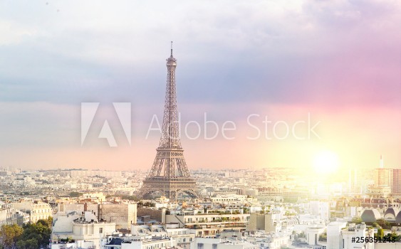 Bild på Sunset Eiffel tower and Paris city view form Triumph Arc Eiffel Tower from Champ de Mars Paris France Beautiful Romantic background
